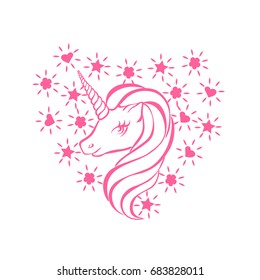 Unicorn, vector image. Dream symbol. Design for children