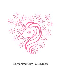 Unicorn, vector image. Dream symbol. Design for children