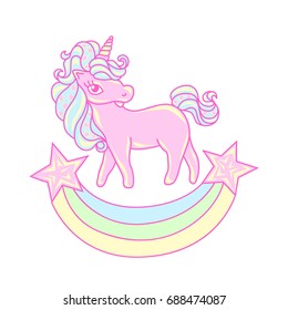 Unicorn, vector image. Dream symbol. Design for children