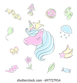 Unicorn, vector image. Dream symbol. Design for children