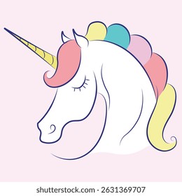 Unicorn vector image. Isolated unicorn illustration. Colored horse. Magic pony. Hand drawn vector. Unicorn sticker