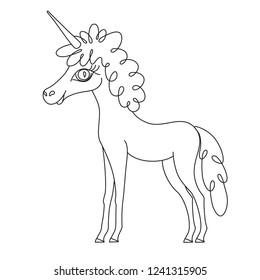 Unicorn. Vector line drawing