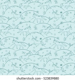 unicorn vector line pattern