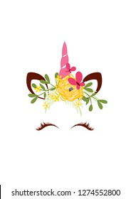 Unicorn vector, Magic print, Unicorn printable, Kid room posters, Floral design, Sweet unicorn magic