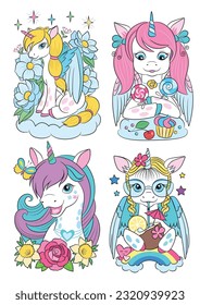 Unicorn vector. Pony cartoon. Magic Unicorn fairy tale