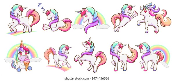 unicorn vector set graphic clipart design