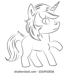 Unicorn vector. Sketch. Black and white