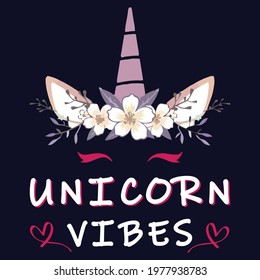 unicorn vibes typography custom t-shirt design eps