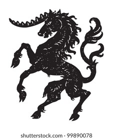 Unicorn / vintage illustration from Meyers Konversations-Lexikon 1897