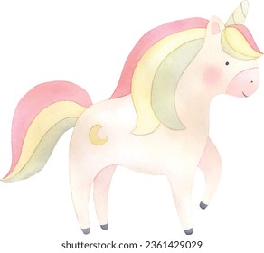 Unicorn watercolor portrait fly wings dream night decoration girl baby decor kids room print cute portrait poster logo t-shirt design print nursery sweet art wall inspiration bed towel sleep toy child