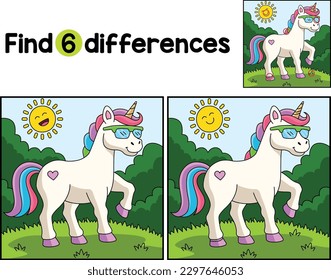 Unicorn Wearing Sunglasses Find The Differences