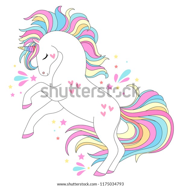 Unicorn White Unicorn Rainbow Hair Vector Stock Vector (Royalty Free ...