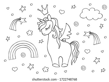 Unicorn Rainbow Black White High Res Stock Images Shutterstock