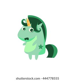 Unicorn In Witch Costume Flat Bright Color Childish Cartoon Design Vector Illustration Isolated On White Background