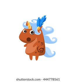 Unicorn In Witch Costume Flat Bright Color Childish Cartoon Design Vector Illustration Isolated On White Background