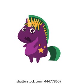 Unicorn In Witch Costume Flat Bright Color Childish Cartoon Design Vector Illustration Isolated On White Background