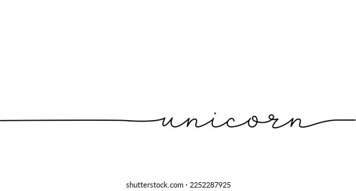 Unicorn word - continuous one line with word. Minimalistic drawing of phrase illustration.