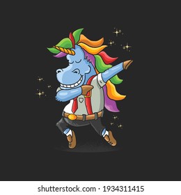 unicorn worker dabbing dance illustration