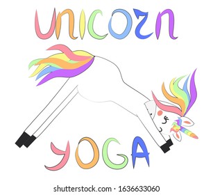 Unicorn yoga. Enlightenment, exercise, design, healthy lifestyle, Scandinavian style, children's print