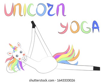 Unicorn yoga. Enlightenment, exercise, design, healthy lifestyle, Scandinavian style, children's print