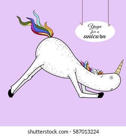 Unicorn in a yoga pose