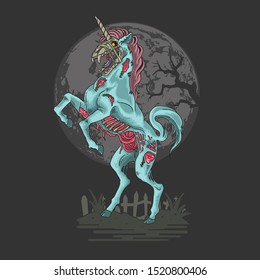 unicorn zombie nightmare illustration vector