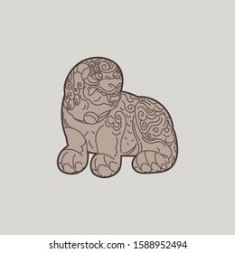 the unicorn-lion(haetae,Foo Dog) Korean traditional stone statue.