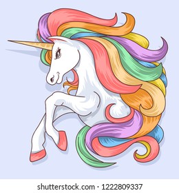 Unicorns with colorful hair look very pretty