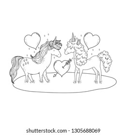 unicorns couple in the landscape characters