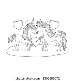 unicorns couple in the landscape characters