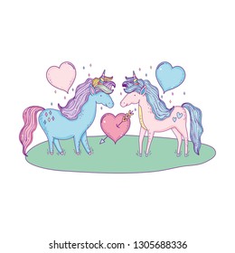 unicorns couple in the landscape characters