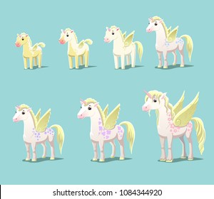 Unicorns of different ages, vector