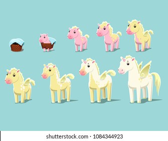 Unicorns of different ages, vector