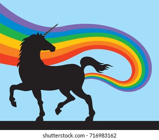 Unicorns Fart Rainbows
Vector illustration of magical unicorn emitting a rainbow from its rear end.