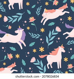 unicorns floral decoration background design