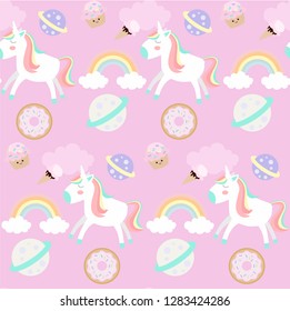 unicorns fly across the sky seamless texture