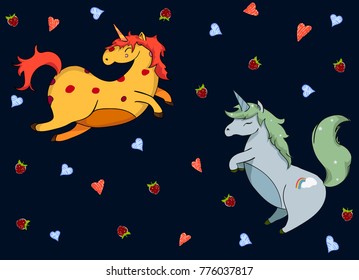 unicorns flying togerther 
