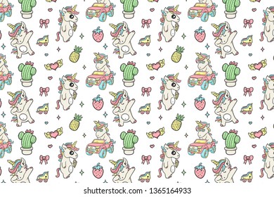 Unicorns Hand Drawn Doodle Color Vector pattern 6