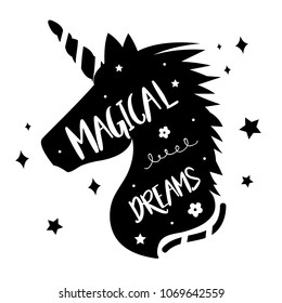 Unicorns Horse Cute Dream Fantasy Cartoon Character Vector Illustration 