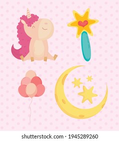 unicorns and magic icons design