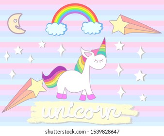 Magic Cute Unicorn Stars Clouds Moon Stock Vector (Royalty Free) 541837735