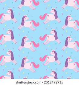 unicorns patterns background with rainbow. vector illustration