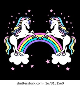 UNICORNS WITH A RAINBOW, SLOGAN PRINT VECTOR