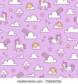 Unicorns And Rainbows Seamless Pattern