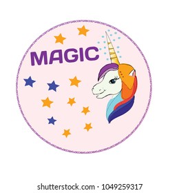 Unicorns are real quote, vector illustration drawing. Cute unicorn graphic print with magic
