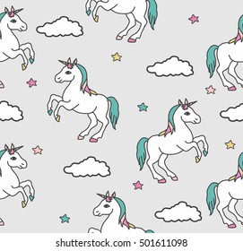 Unicorns seamless pattern. Vector elements for design. Baby background.
