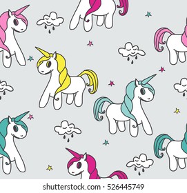 Unicorns seamless pattern. Vector elements for design. Baby background.