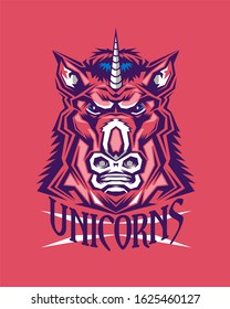 unicorns team sports mascot design for school, college or league
