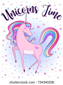 unicorns time,cute magical unicorn,sweet kids graphics for t-shirts and phone case, also you can use as wallpaper 