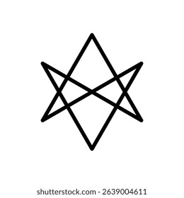 Unicursal hexagram. Editable stroke vector icon.